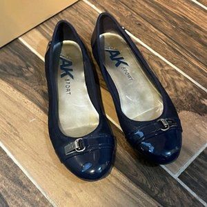 Anne Klein Sport Able Navy Buckle Toe Women's ballet flats